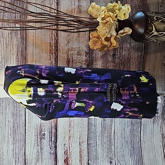 NEW STYLE & CO MULTI-COLOR 3/4 EMBELLISHED SLEEVE PULLOVER TUNIC - Picture 8 of 13